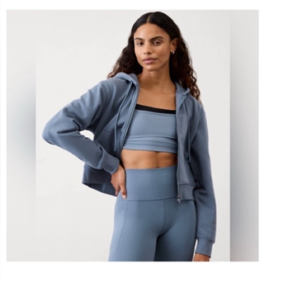 NWT Women's Athleta Forever Fleece Full Zip Hoodie XL Shadow Blue - Picture 1 of 11